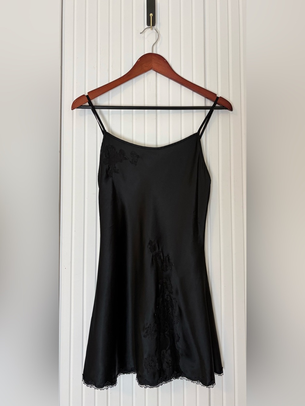 Victoria Secret Mini Slip Dress S Lace Tie Black Witchy Coquette Whimsigoth